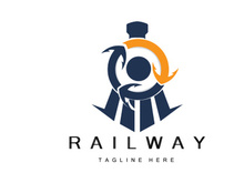 Train Logo Design. Fast Train Track Vector, Fast Transport Vehicle Illustration