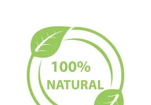 100% Natural and organic product badge vector green icon