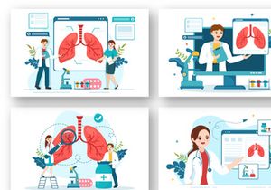 12 Pulmonologist Vector Illustration