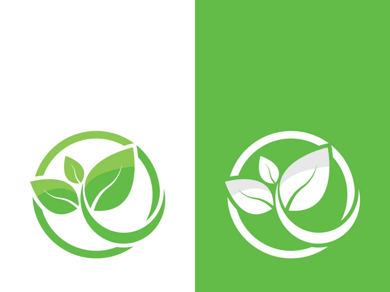 Logos of green tree leaf ecology nature element vector