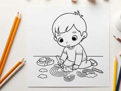 Cute baby cooking pancakes vector illustration flat design