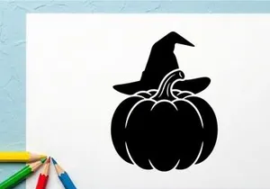 Calabaza de Halloween con Sombrero de Bruja para Decoración y Celebraciones de Otoño