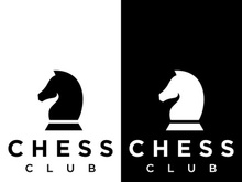 Chess strategy game logo with horse, king, pawn and rook. Logos for tournaments, chess teams and games.