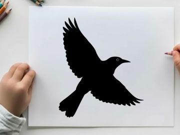 Silhouette of a bird in flight with wings spread wide preview picture