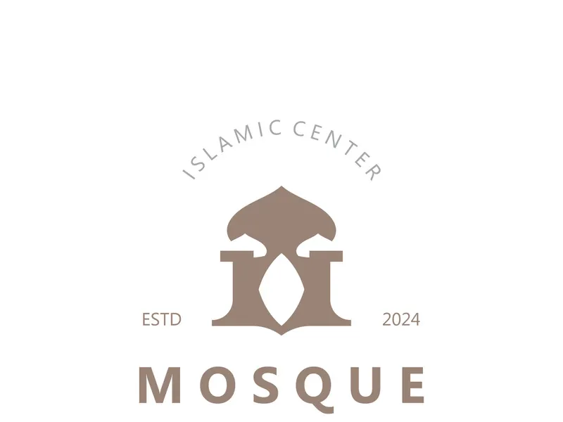 Design de logotipo de mesquita, arquitetura islâmica simples, símbolo de emblema de centro islâmico vetor modelo