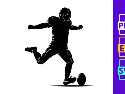 American football player kicking a ball in action silhouette
