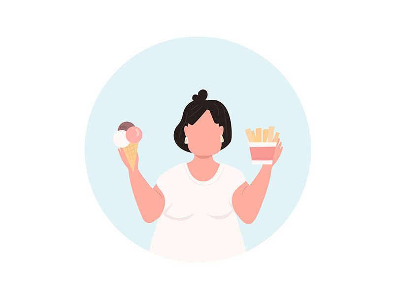 Overeating flat concept vector illustration icon