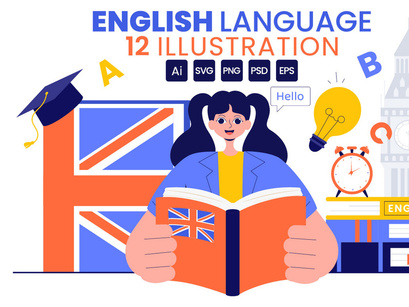 12 English Language Learning Illustration