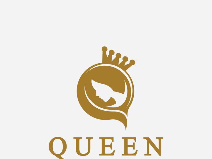 Beautiful face queen icon logo.for queen logo.Beauty woman hair salon golden logo. cosmetic, skin care business logo