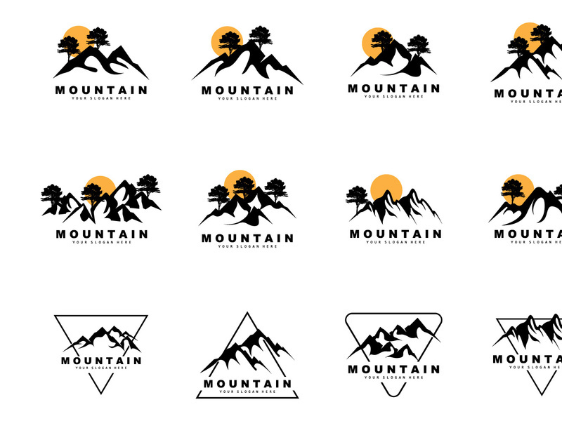 Mountain Logo Design, Vector Place For Nature Lovers Hiker