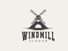 Windmill Logo, Agriculture Farm Vector, Nature