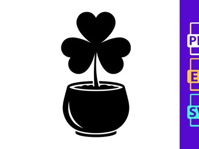 Black minimalist love heart flower in modern pot illustration