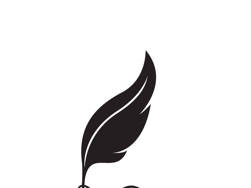 Feather quill design icon and logo illustration classic stationery