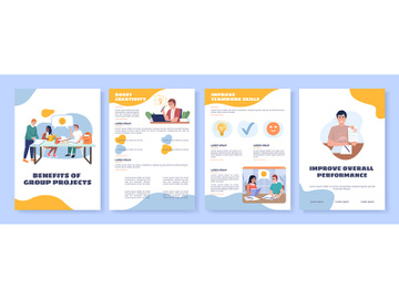 Group projects flat vector brochure template preview picture