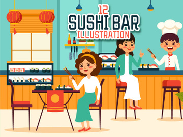 12 Sushi Bar Illustration preview picture