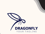 Dragonfly logo design modern and elegant minimalist color style monoline illustration