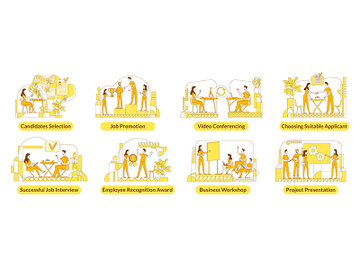 Hiring flat silhouette vector illustrations set preview picture
