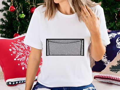 Soccer goal net with rectangular frame and diamond mesh pattern