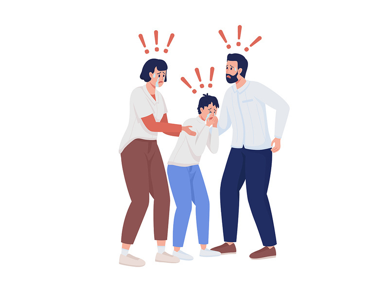 People in panic semi flat color vector characters