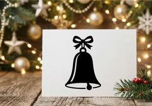 Christmas Bell Icon with Ribbon for Holiday Decorations