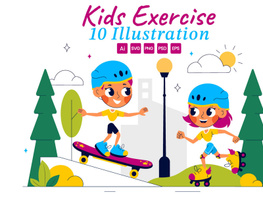 10 Happy Kids Exercise Illustration preview picture