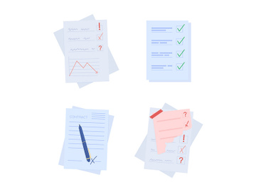 Notes on papers semi flat color vector object set preview picture