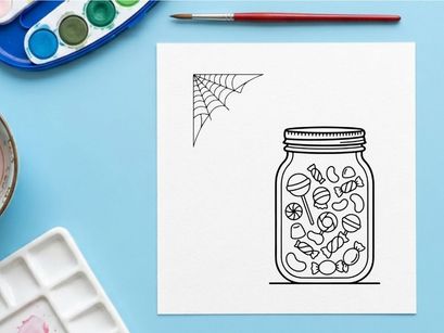 Hand-drawn jar filled with assorted pills and capsules. Sketch-style medicine container illustration for healthcare and wellness concepts.