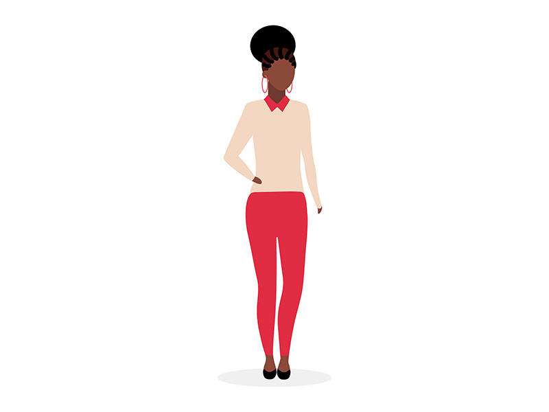 Black elegant woman flat vector illustration