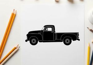 Vintage pickup truck silhouette