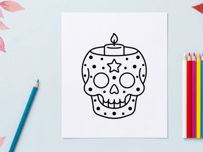 Porta velas de calabaza de Halloween con calavera. Cabeza de calabaza tallada iluminada con llama parpadeante para decoración otoñal espeluznante.