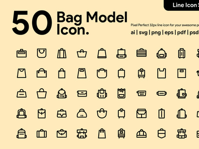 50 Bag Model Line Icon