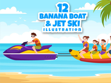 12 Playing Banana Boat and Jet Ski Illustration preview picture