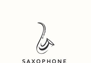Saxophone music logo design simple modern and minimalist illustration