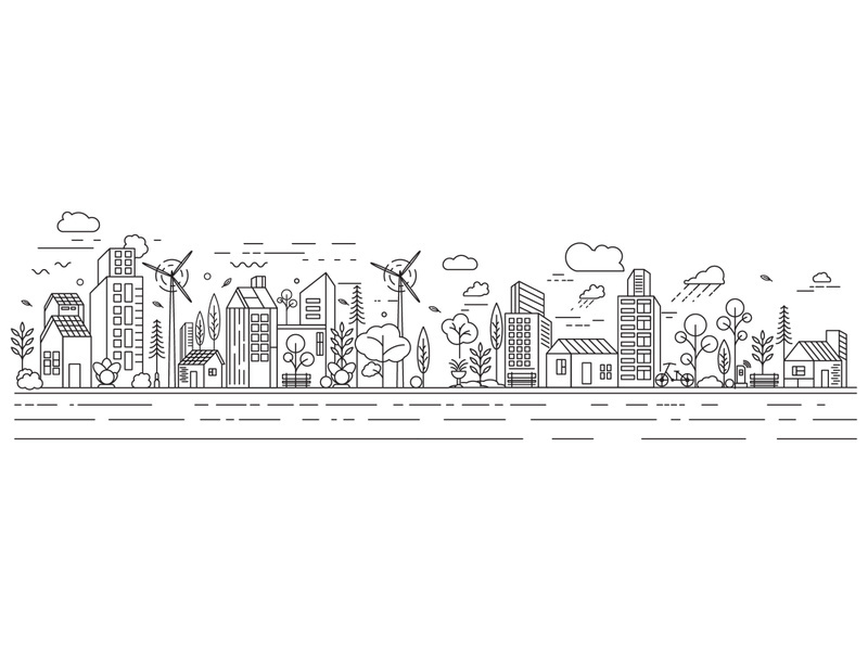 City Building Line art illustration