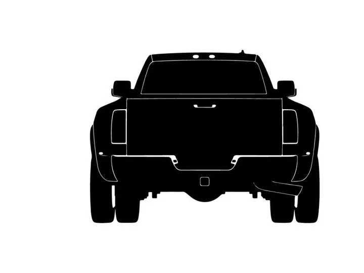 Silhouette of a pickup truck facing forward on a white background