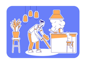 Man cook at home flat silhouette vector illustration preview picture
