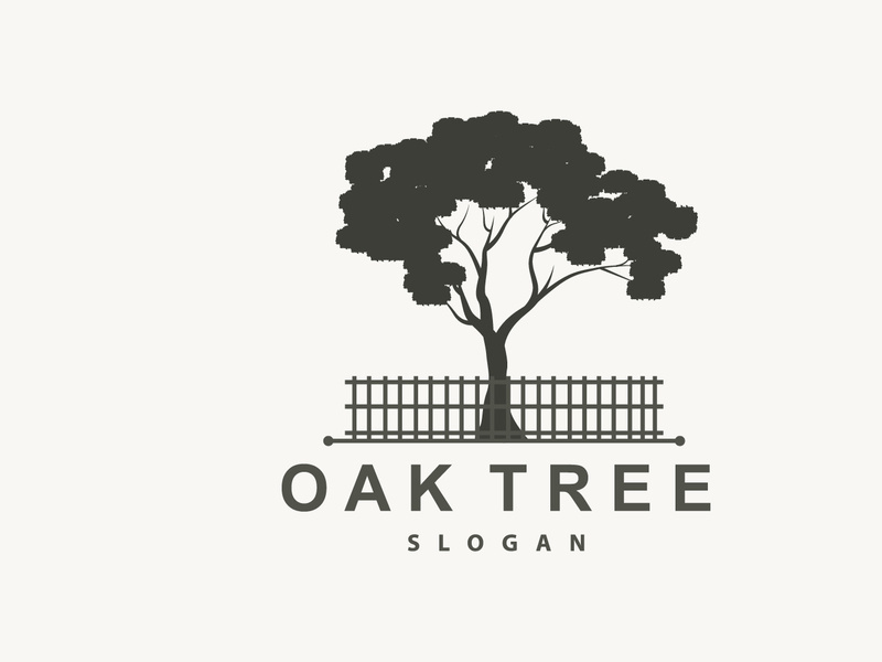 Oak Tree Logo, Nature Tree Plant Vector, Minimalist Simple Design