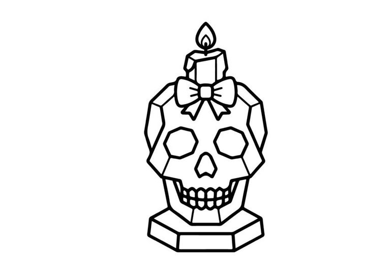 Calavera de vela con llamas encendidas. Calavera decorativa de cerámica espeluznante para decoración del hogar festiva y centro de mesa.