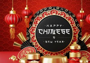 PSD 3d rendaring realistic chinese new year background bundles