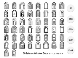 Islamic Window Door Element Draw Black preview picture