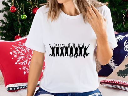 Group Silhouette Jumping Joyful Celebration Happiness Excitement