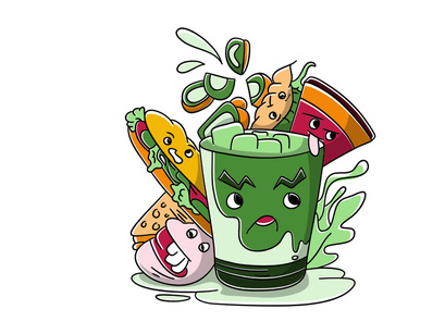 Vegetarian Food Vector Doodle