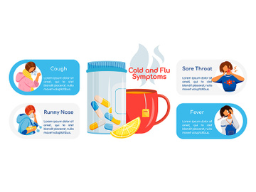 Cold and flu symptoms flat color vector informational infographic template preview picture