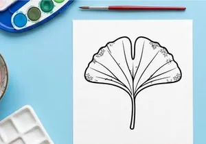 Ginkgo leaf illustration showcasing natural beauty and botanical detail. Artistic botanical drawing emphasizing plant structure and elegance.