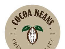 cocoa logo,cocoa bean,cocoa tree,cocoa branches and leaves,chocolate mix on white background,vintage,modern,simple,minimalist icon illustration template design vector