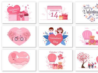 25 Happy Valentine's Day Flat Design Illustration