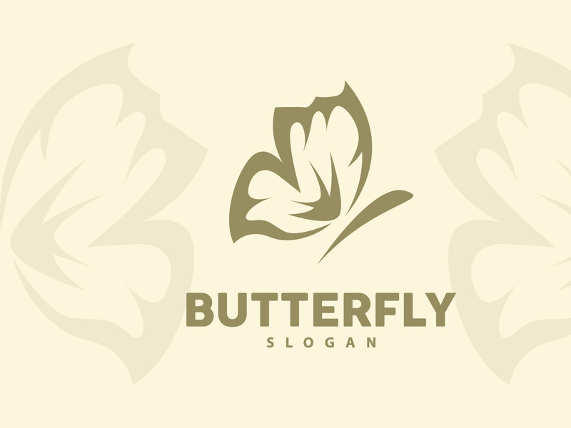 Butterfly Logo Design Beautiful Flying Animal, Company Brand Icon Illustration