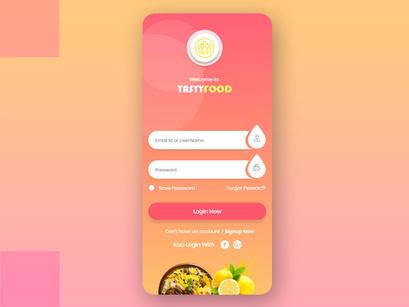 Food App Login and Signup UI Kit