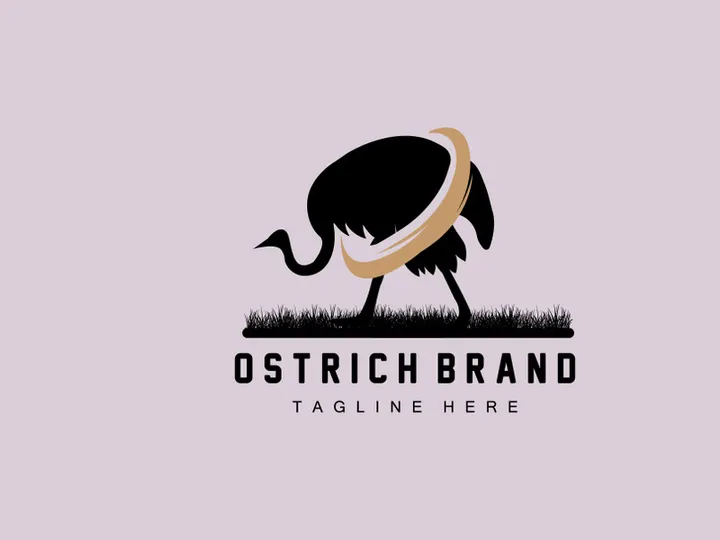 Ostrich Logo Design, Desert Animal Illustration, Living In The Forest, Vector Camel Brand Product