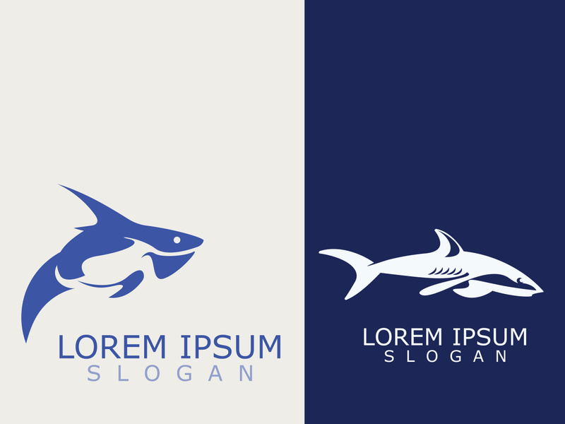 Shark Logo animal sea design icon vector silhouette template